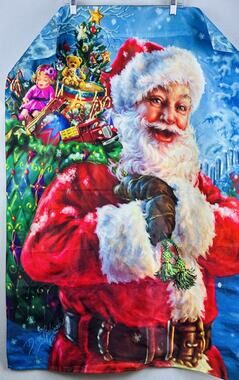 Beautiful Santa Clause Dona Gelsinger Gift bag Tree Beard Rosy Cheeks Christmas